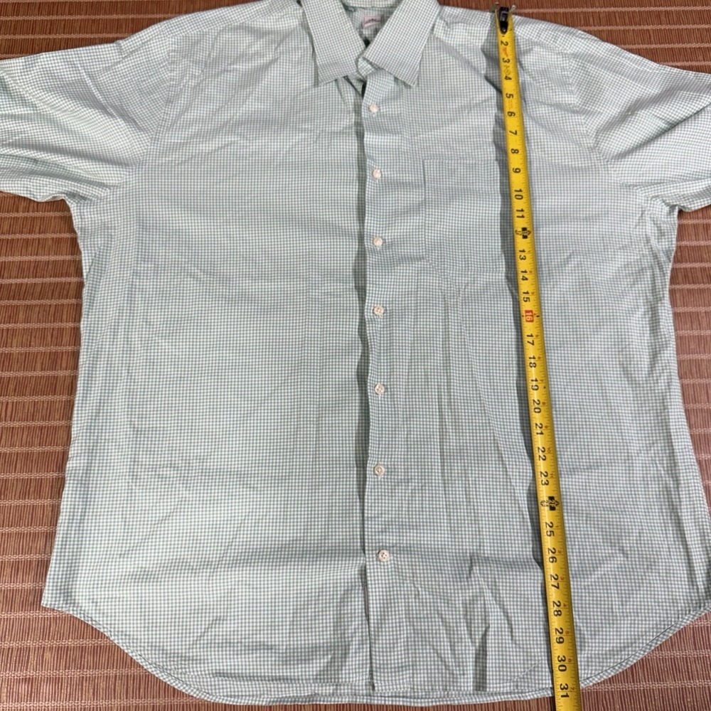 Peter Millar Crown Finish White Green Gingham Button-Down Shirt Size XL - Picture 9 of 10